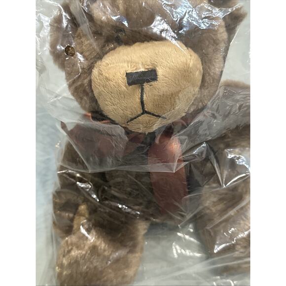 Napco Brown Tan Bear Plush Teddy Bear Toy Stuffed Animal Brown Satin Ribbon - Picture 2 of 3